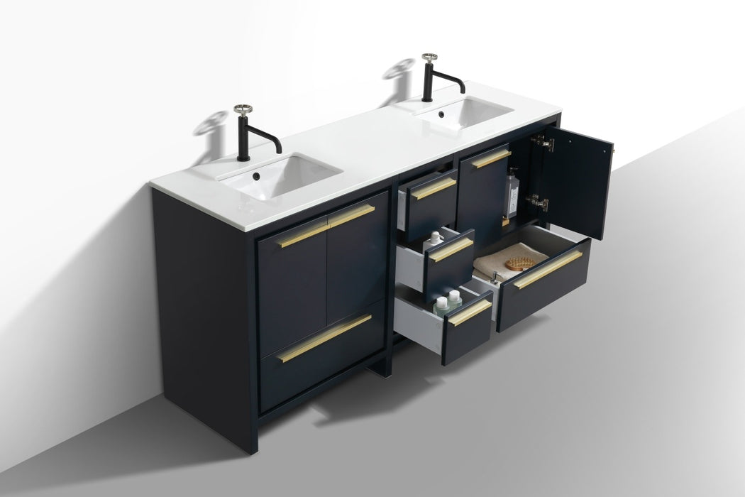 Dolce 72″ Double Sink Modern Bathroom Vanity with Quartz Counter-Top