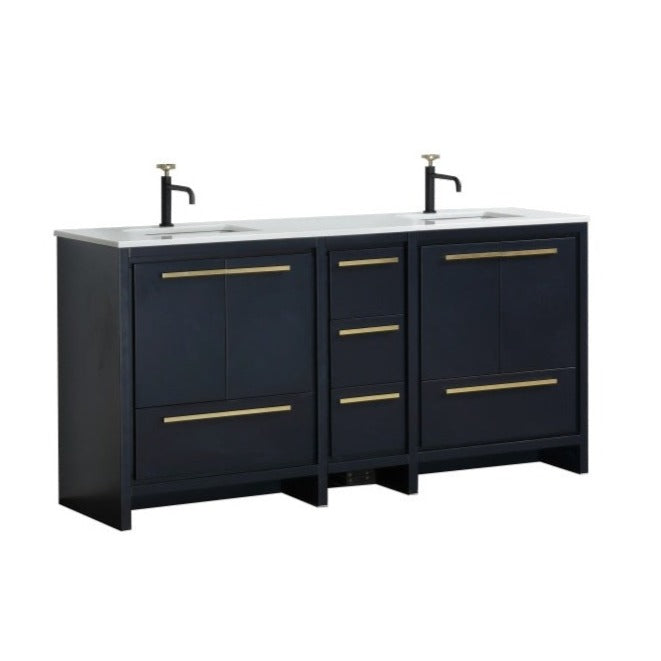 Dolce 72″ Double Sink Modern Bathroom Vanity with Quartz Counter-Top