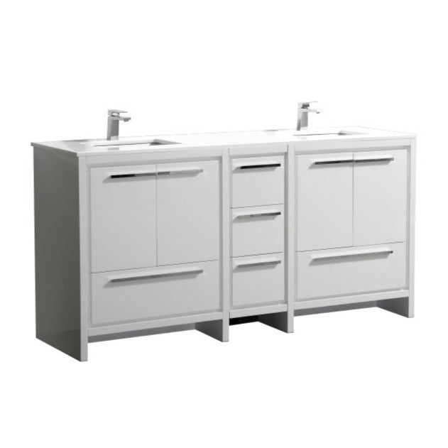 Dolce 72″ Double Sink Modern Bathroom Vanity with Quartz Counter-Top