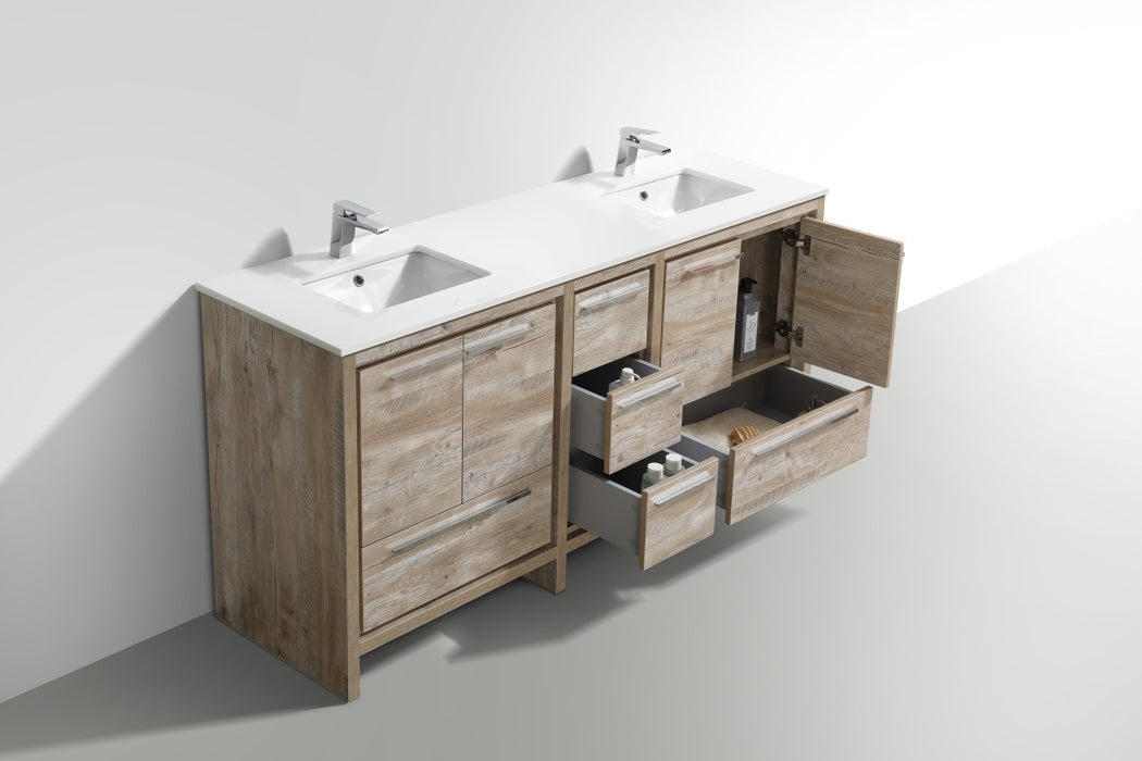 Dolce 72″ Double Sink Modern Bathroom Vanity with Quartz Counter-Top