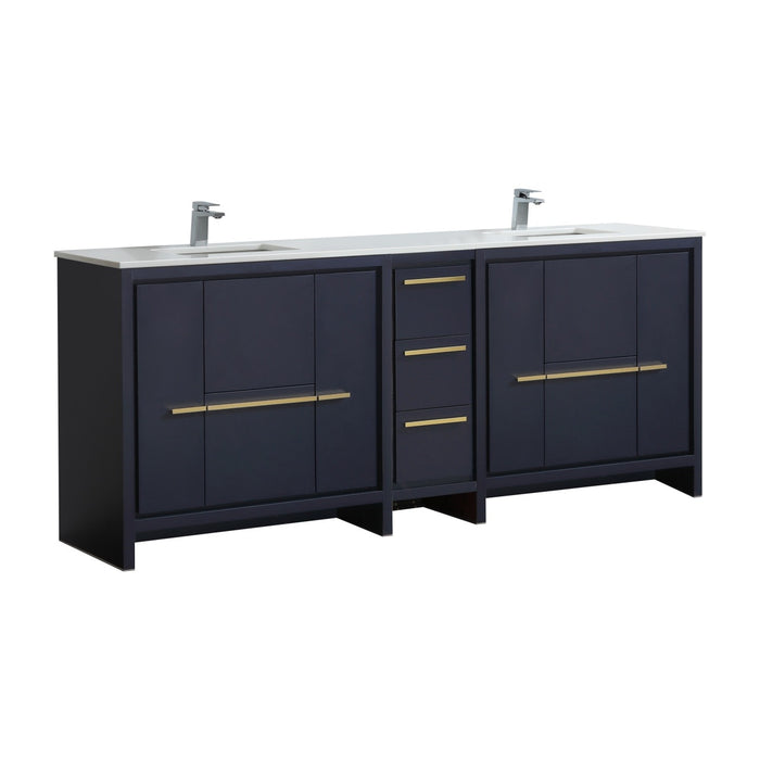 Dolce 84″ Double Sink Modern Bathroom Vanity with Quartz Counter-Top