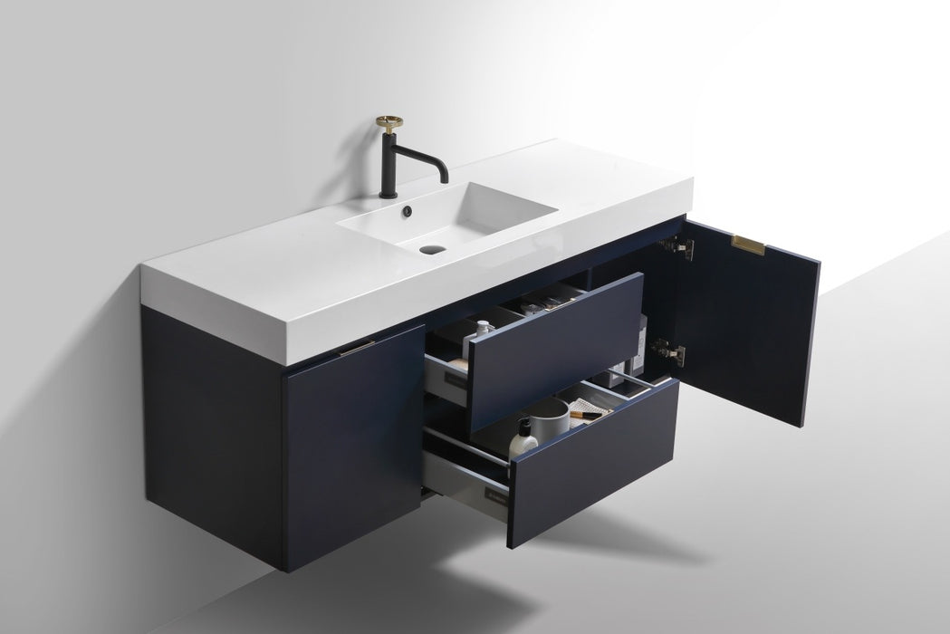 Bliss 60" Single Sink Wall Mount Modern Bathroom Vanity