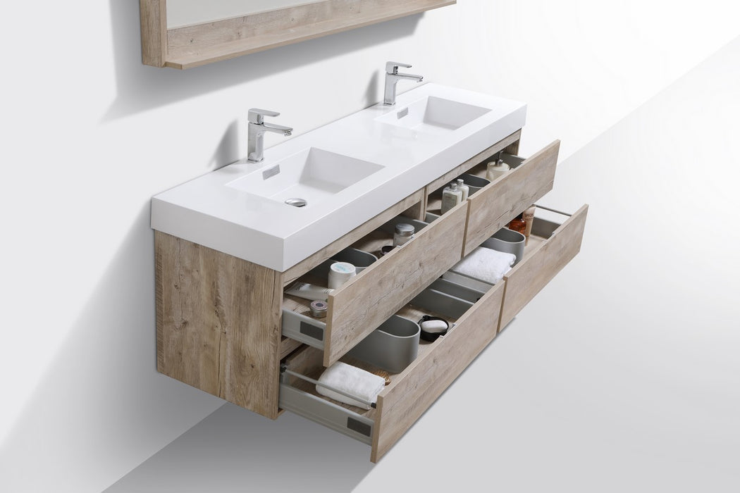 Bliss 80" Double Sink Wall Mount Modern Bathroom Vanity