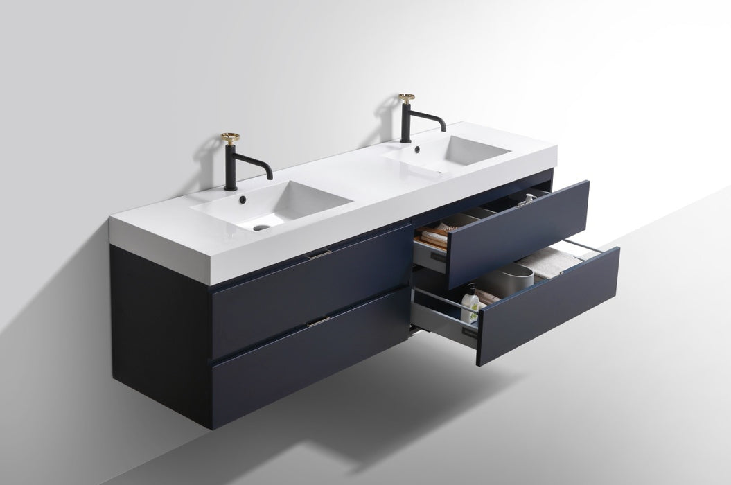 Bliss 72" Double Sink Wall Mount Modern Bathroom Vanity