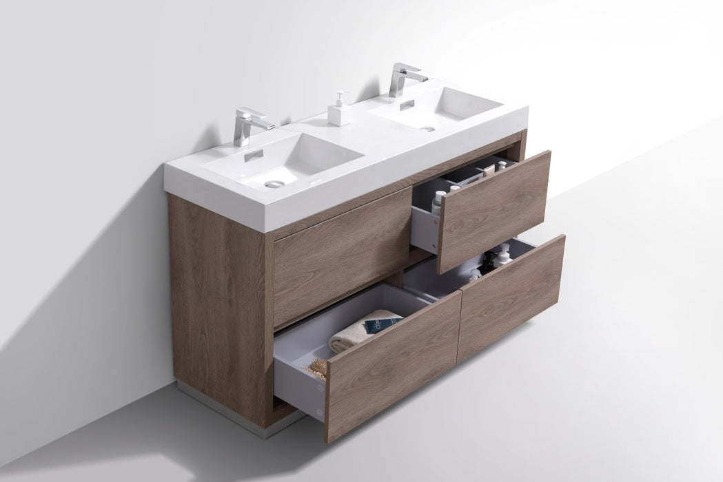 Bliss 60" Double Sink Freestanding Modern Bathroom Vanity