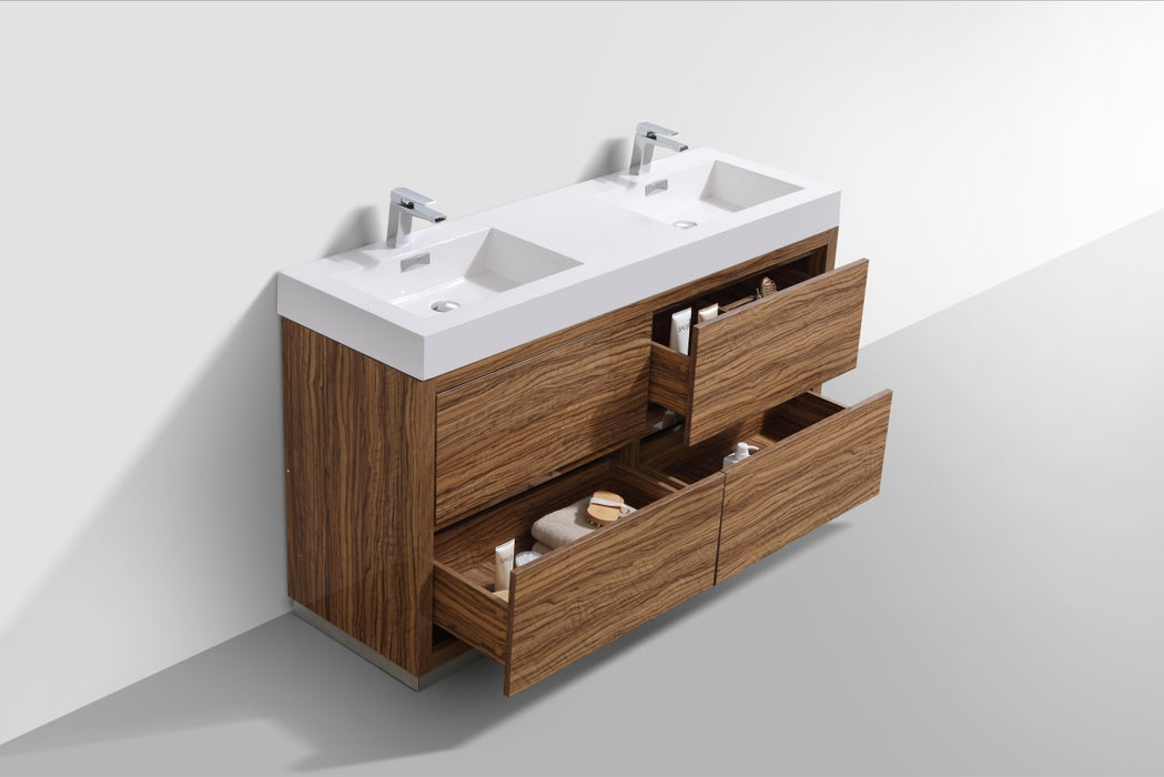 Bliss 60" Double Sink Freestanding Modern Bathroom Vanity