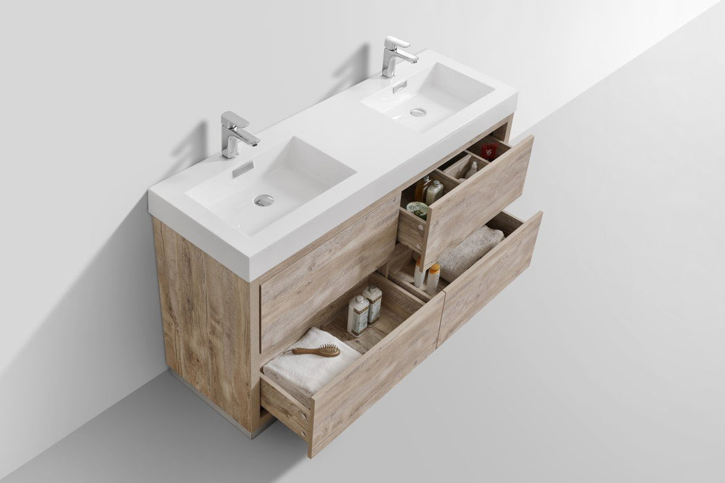 Bliss 60" Double Sink Freestanding Modern Bathroom Vanity