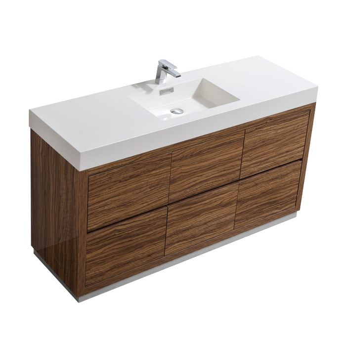 Bliss 60" Single Sink Freestanding Modern Bathroom Vanity