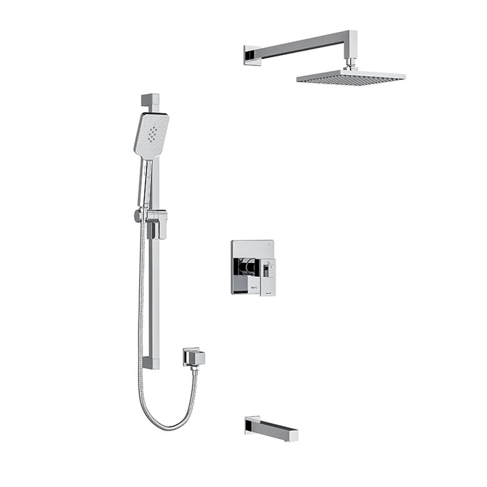 Riobel Kubik  3-Way System With Hand Shower Rail, Shower Head And Tub Spout