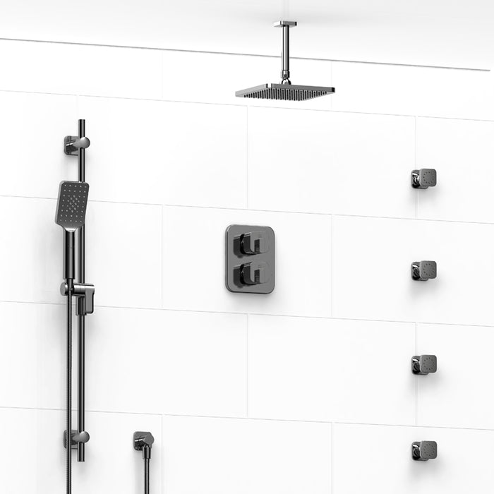 Riobel Equinox System With Hand Shower Rail, 4 Body Jets And Shower Head