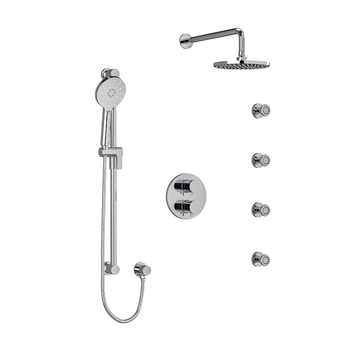 Riobel Riu  Double Coaxial System With Hand Shower Rail, 4 Body Jets And Shower Head