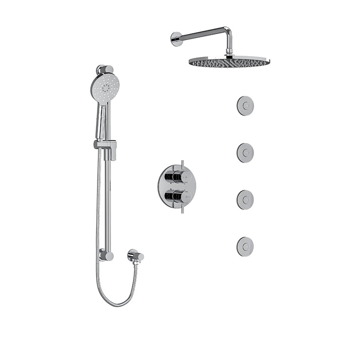 Riobel Riu Double Coaxial System With Hand Shower Rail, 4 Body Jets And Shower Head