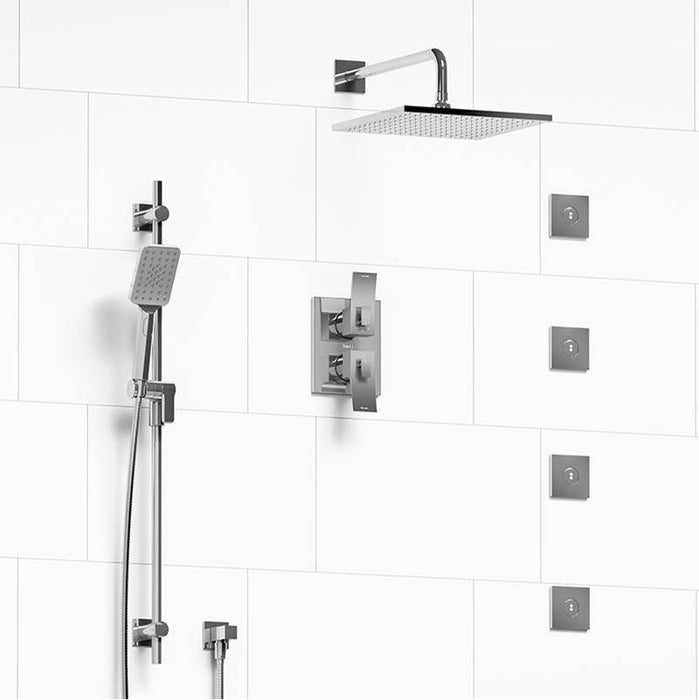 Riobel Zendo Double Coaxial System With Hand Shower Rail, 4 Body Jets And Shower Head