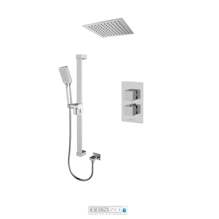 Tenzo Slik 2 Way Thermostatic Shower System with Recessed Rainhead