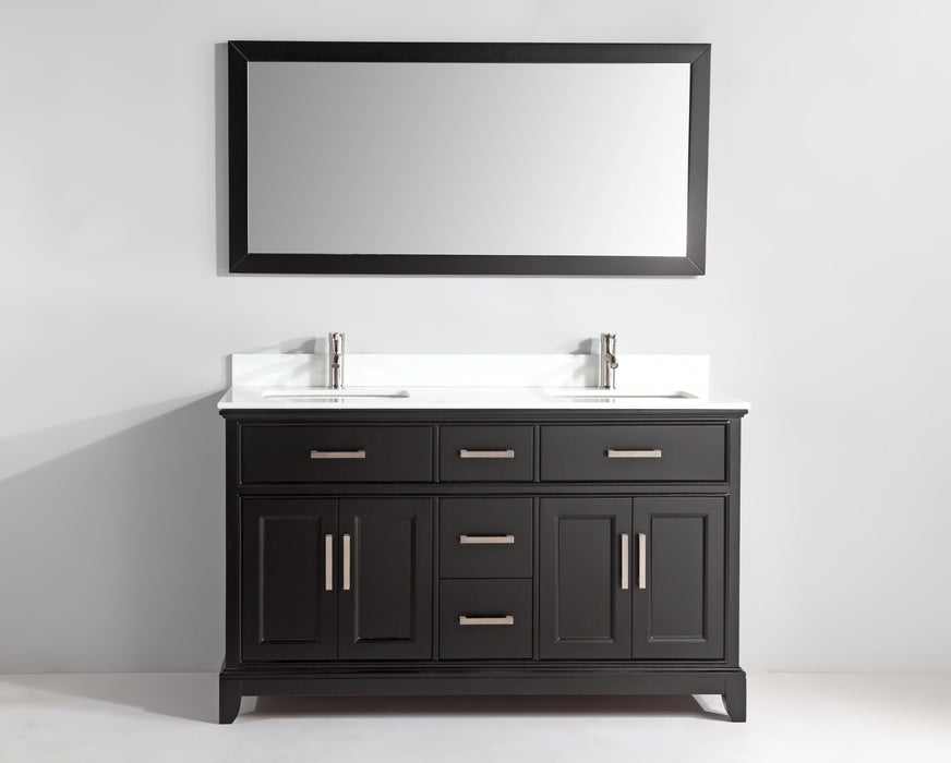 Washington 60" Double Sink Bathroom Vanity Set with Sink and Mirror