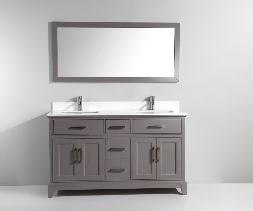 Washington 60" Double Sink Bathroom Vanity Set with Sink and Mirror