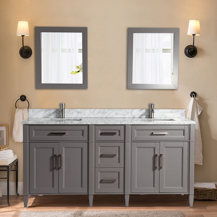 Sydney 72" Double Sink Bathroom Vanity Set with Sink and Mirrors