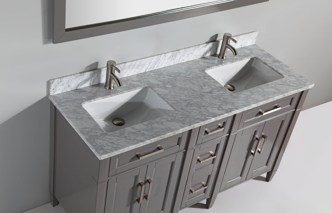 Sydney 60" Double Sink Bathroom Vanity Set with Sink and Mirror