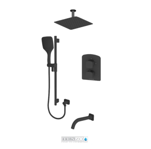 Tenzo Delano 3 Way Thermostatic Tub and Shower System with Ceiling Arm
