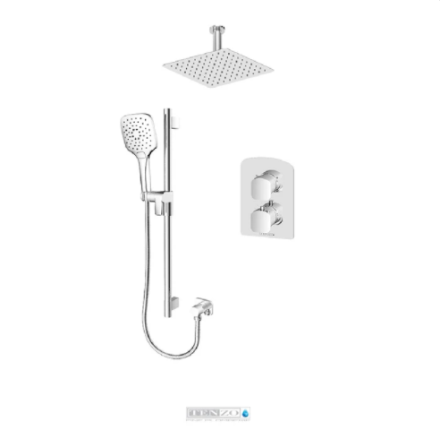 Tenzo Delano 2 Way Thermostatic Shower System with Ceiling Arm
