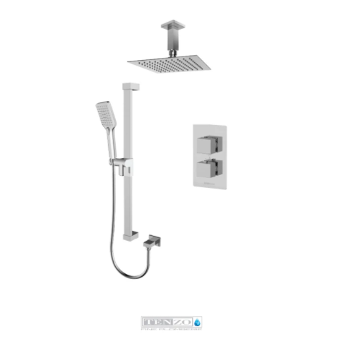 Tenzo Slik 2 Way Thermostatic Shower System with Ceiling Arm